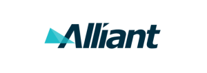 40th Annual Golf Invitational: Alliant logo with bold dark blue text and a layered teal triangle graphic on the left.