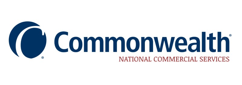 40th Annual Golf Invitational: Blue argyle background with white text reading Commonwealth Land Title, NCS and the RMHC Golf Invitational logo.