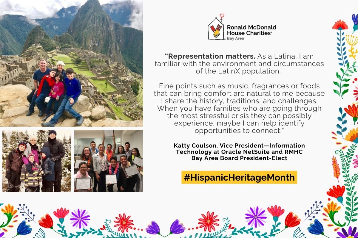 Gallery photos of Katty with family and other photo with group of students. There is a quote photo“Representation matters. As a Latina, I am familiar with the environment and circumstances of the LatinX population. Fine points such as music, fragrances or foods that can bring comfort are natural to me because I share the history, traditions, and challenges. When you have families who are going through the most stressful crisis they can possibly experience, maybe I can help identify opportunities to connect.”